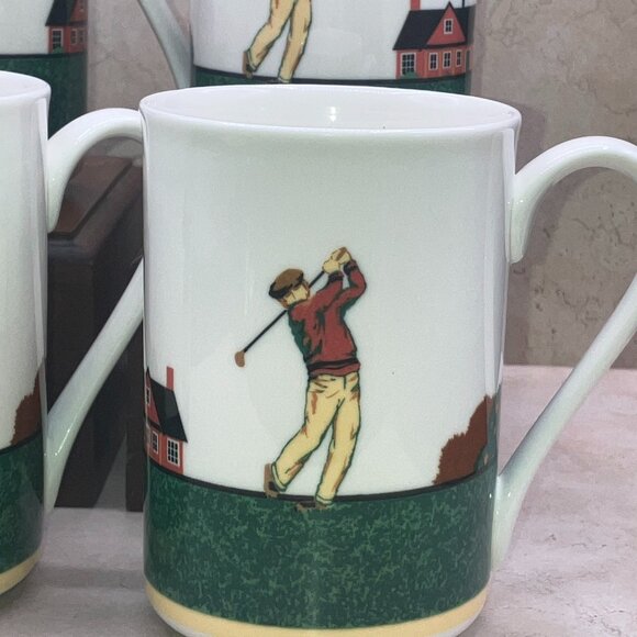 Vintage 90’s Set of 4 Christopher Stuart Fairway Cappuccino Mugs Optima HK 204 - Picture 8 of 12